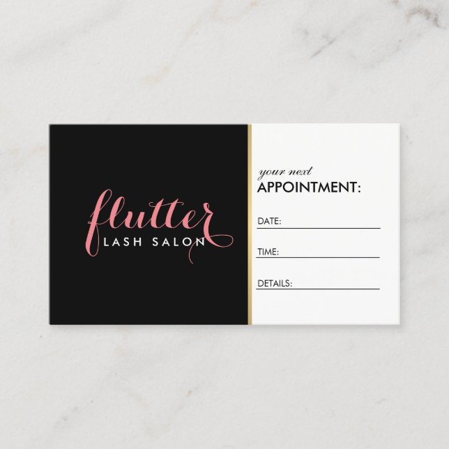 Carte de rendez-vous du salon Glam Black Pink Gold (Devant)