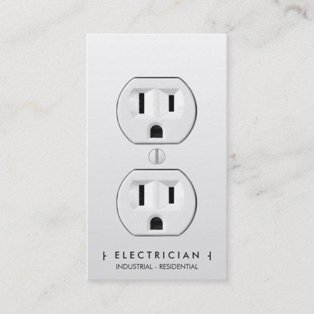 Carte De Rendez-vous Electricien moderne simple prise électrique blanch (Devant)