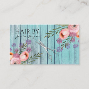 Carte De Rendez-vous Elégant boho aquarelle ciseaux floraux bois