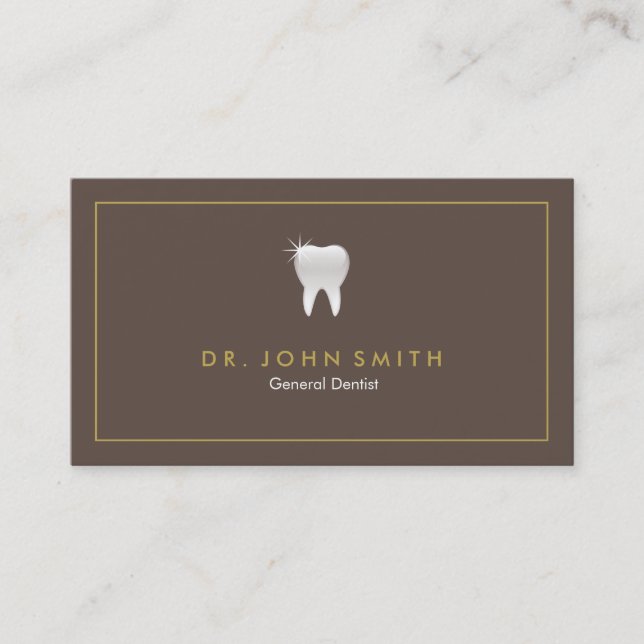 Carte De Rendez-vous Elégant Brown brillant dentition dentaire cadre de (Devant)