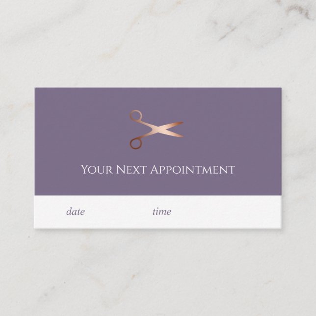 Carte De Rendez-vous Elégant ciseaux d'or rose moderne coiffeur (Devant)