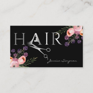 Carte De Rendez-vous Elégant ciseaux floraux d'aquarelle boho
