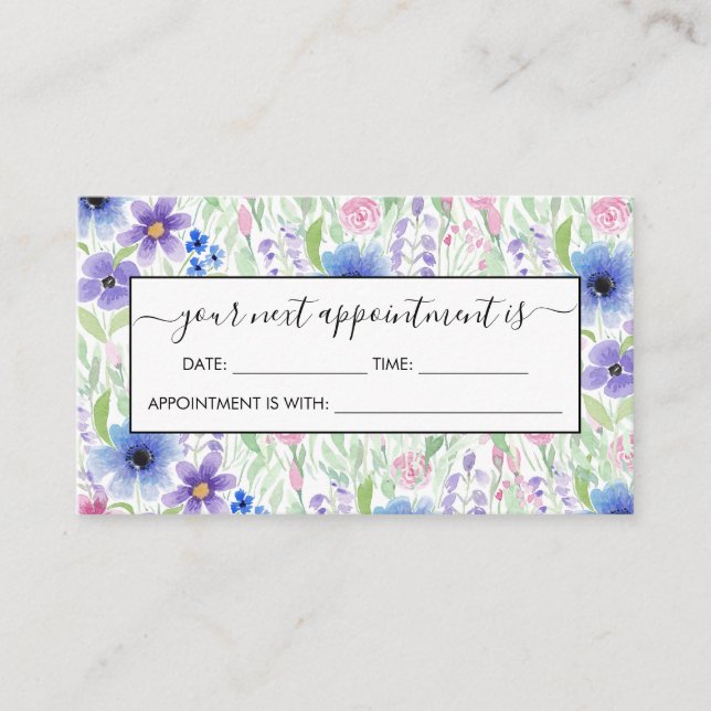 Carte De Rendez-vous Elégant Pays Rose violet bleu Aquarelle (Devant)