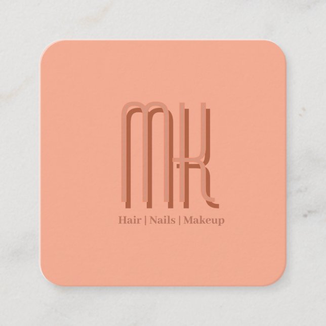 Carte De Rendez-vous Elegant Peach Salon Monogram Appointment Card (Devant)