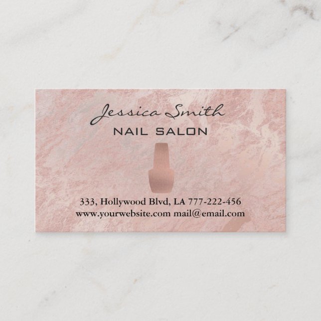 Carte De Rendez-vous Elégant salon rose en marbre doré (Devant)