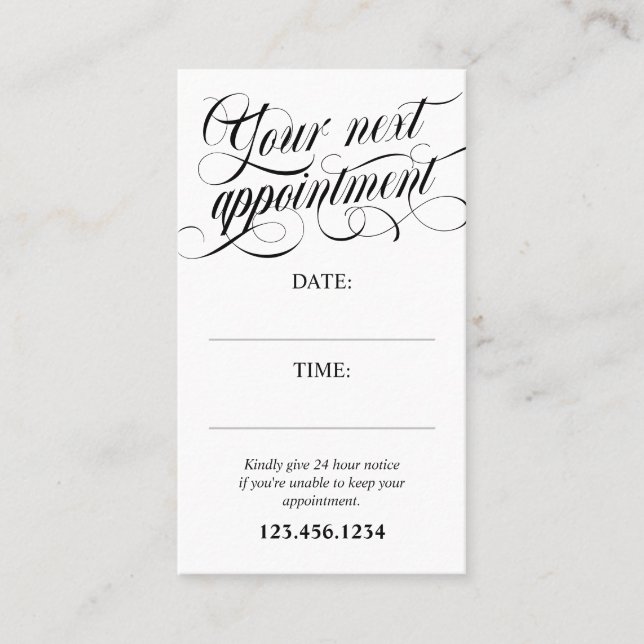 Carte De Rendez-vous Élégante calligraphie Tourbillonnant Votre prochai (Devant)