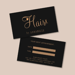 Carte De Rendez-vous Elégante coiffeuse coiffeuse en or noir
