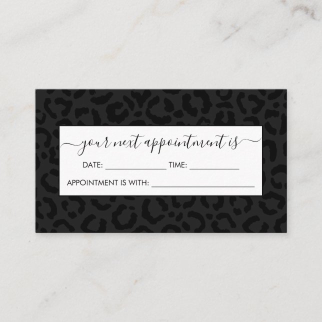 Carte De Rendez-vous Empreinte de léopard noir minimal moderne (Devant)