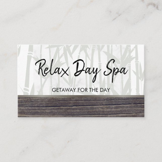 Carte de rendez-vous en bois bambou Spa de jour (Devant)
