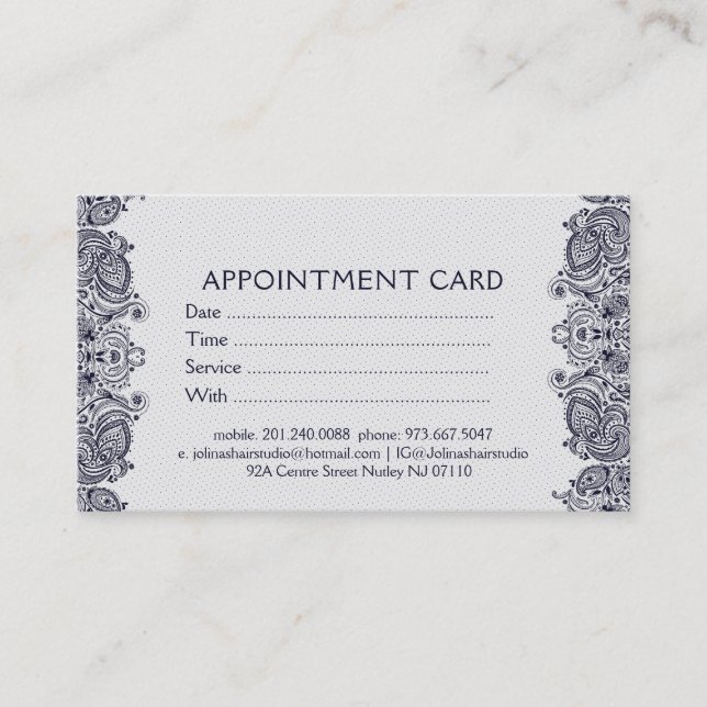 Carte de rendez-vous en dentelle blanc et bleu fon (Devant)