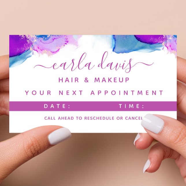 Carte De Rendez-vous Encre d'alcool Signature Script violet bleu (Créateur téléchargé)