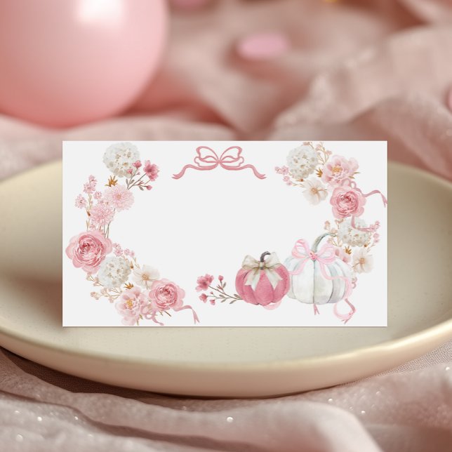 Carte De Rendez-vous Étiquette alimentaire blanc et rose petit Citrouil (Créateur téléchargé)