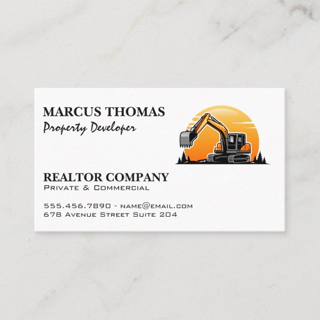 Carte De Rendez-vous Excavateur | Développement immobilier (Devant)