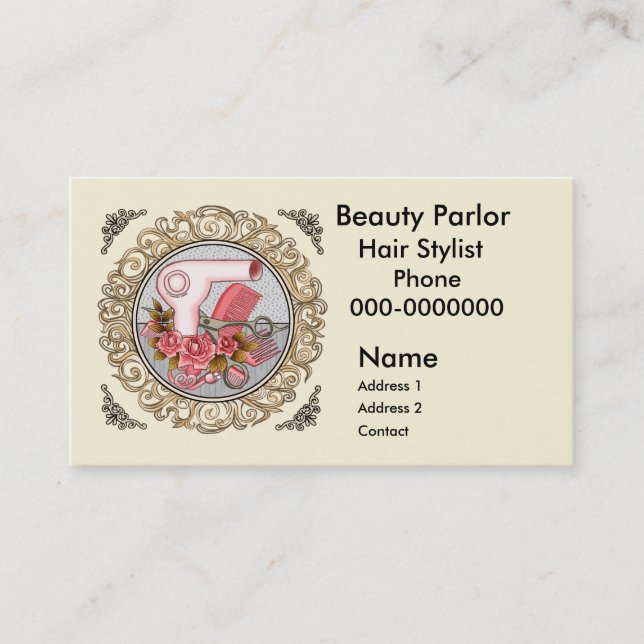 Carte De Rendez-vous Fancy Pink Roses Beautician (Devant)