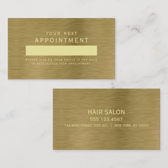 Carte de rendez-vous Faux Gold Metal Texture (Devant / Derrière)