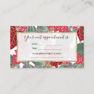 Carte De Rendez-vous Festif Vacances Rouge Vert Rose Automne Holly Feui