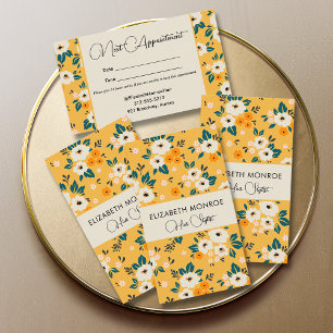 Carte De Rendez-vous Fleurs sur Gold Salon Hair Styliste Maquillage
