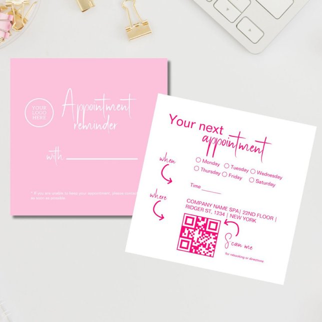Carte De Rendez-vous Fuchsia rose Modern Beauty Salon code QR (Créateur téléchargé)