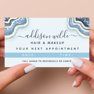 Carte De Rendez-vous Géode d'agate à paillettes bleues Luxe Chic