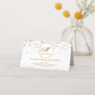 Carte De Rendez-vous Girly Gold Glittery Luxueux Monogramme Beauté Salo