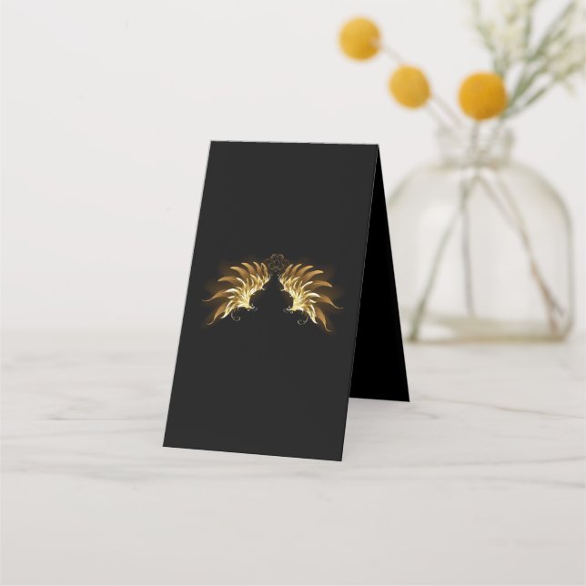 Carte De Rendez-vous Golden Angel Wings on Black background (Devant)