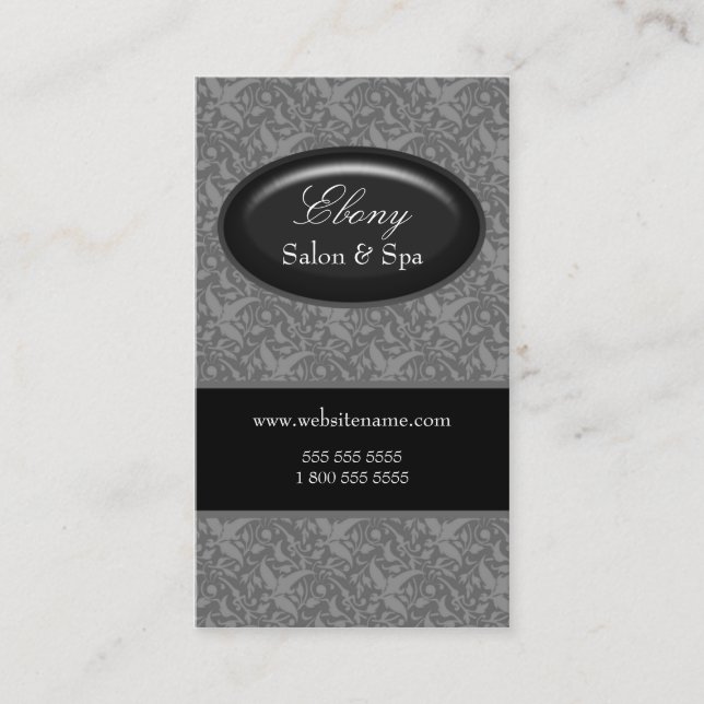 Carte De Rendez-vous Gris élégant de salon de damassé (Devant)