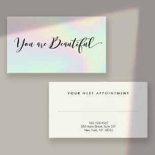Carte De Rendez-vous Holographie Calligraphie Salon de coiffure Rendez-