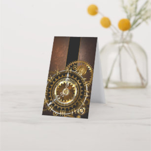 Carte De Rendez-vous Horloge Steampunk avec des engrenages anciens