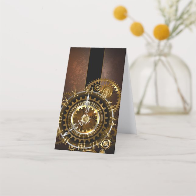 Carte De Rendez-vous Horloge Steampunk avec des engrenages anciens (Dos)