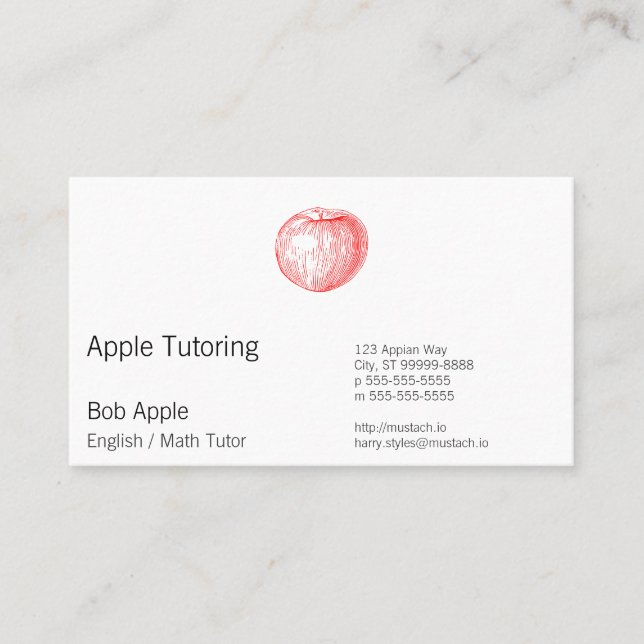 Carte De Rendez-vous Impression typographique rouge Apple d'Apple de (Devant)