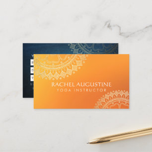 Carte De Rendez-vous Instructeur de méditation Yoga Orange Gold Mandala