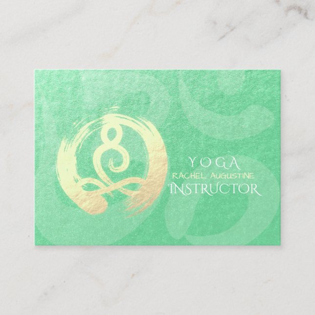 Carte De Rendez-vous Instructeur de Yoga Méditation d'or vert Pose ZEN  (Devant)