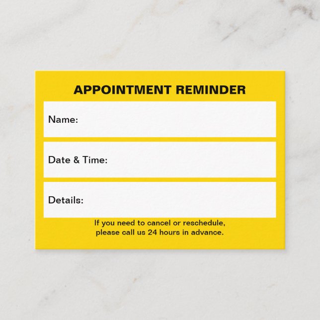 Carte de rendez-vous jaune affaires (Devant)