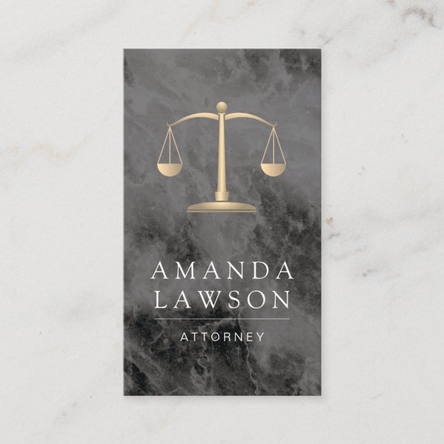 Carte De Rendez-vous Justice Scales Marbre noir Loi (Devant)
