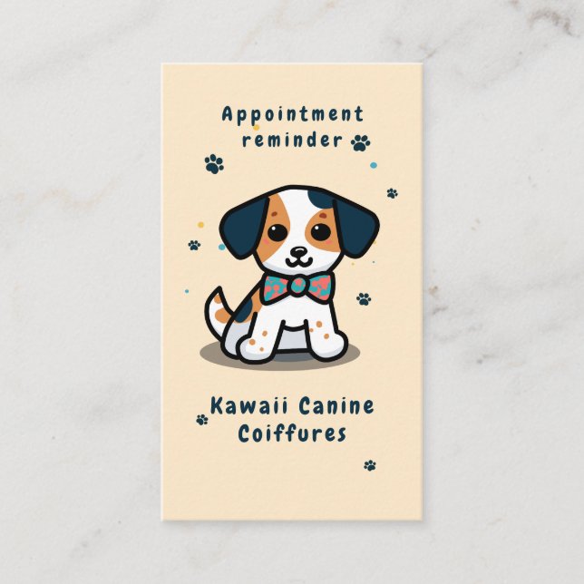 Carte De Rendez-vous Kawaii Paws Chibi Chibi toilettage de chien (Devant)