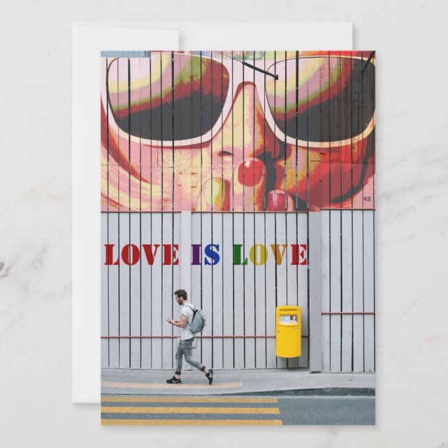 Carte de rendez-vous Kiss-Love Is Love Gay/Lesbien (Devant)