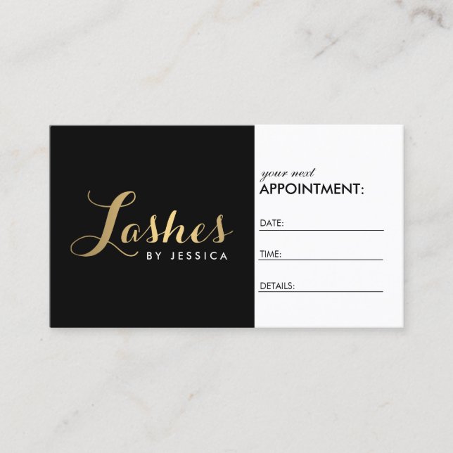 Carte De Rendez-vous Lashes de glam Texte Gold/Black Nomination (Devant)