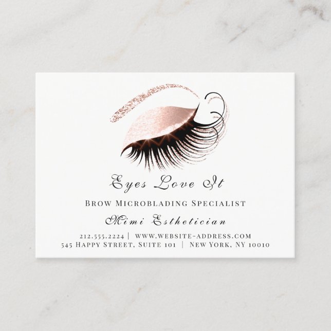 Carte De Rendez-vous Lashes Prolongation Instructions de post-soins Ros (Devant)
