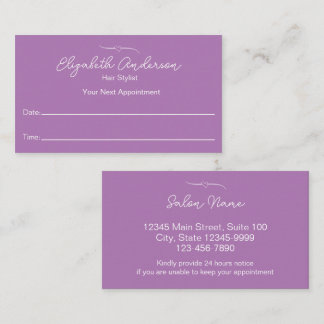 Carte De Rendez-vous Liste de cheveux Nom Lavender Votre prochain rende