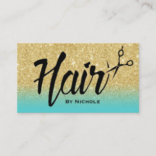 Carte De Rendez-vous Liste de cheveux Parties scintillant Gold & Turquo