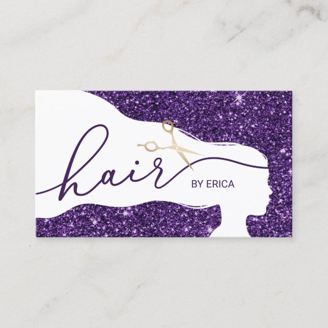 Carte De Rendez-vous Liste de cheveux Parties scintillant violet modern (Devant)