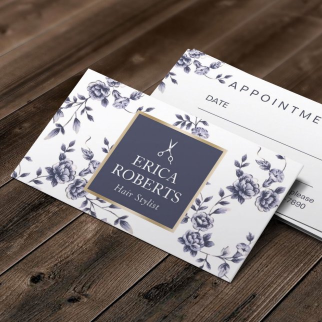 Carte De Rendez-vous Liste de cheveux Vintage Chinoiserie Blue Floral S (Créateur téléchargé)