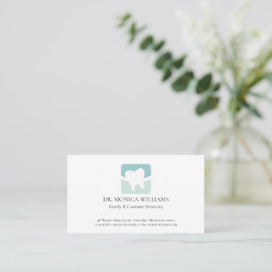 Carte De Rendez-vous Logo de dentiste élégant vert clair aéré dentaire
