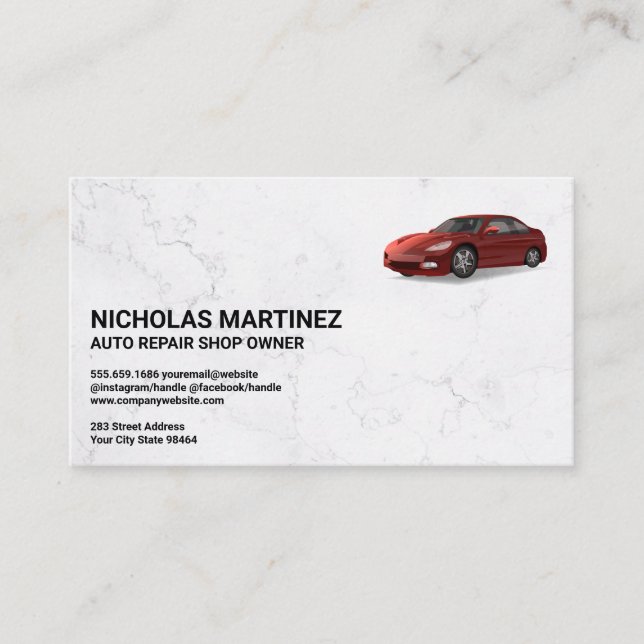 Carte De Rendez-vous Logo de voiture rouge | Marbre (Devant)