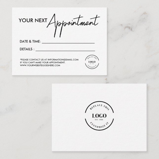 Carte De Rendez-vous Logo d'entreprise moderne Personnalisé Simple (Devant / Derrière)