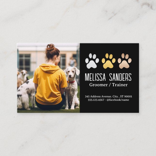 Carte De Rendez-vous Logo des pattes de chien | Chiens d'entraînement p (Devant)