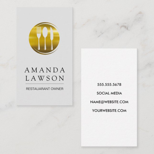 Carte De Rendez-vous Logo Gold Metallic en argent (Devant / Derrière)