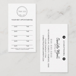 Carte De Rendez-vous Logo minimaliste moderne simple noir et blanc