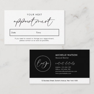 Carte De Rendez-vous Logo minimaliste noir et blanc professionnel simpl