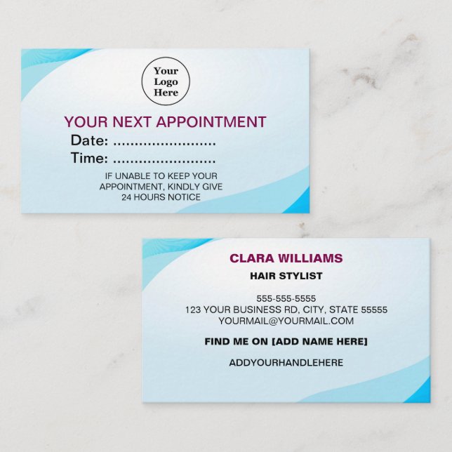 Carte De Rendez-vous Logo personnalisé et couleur moderne (Devant / Derrière)